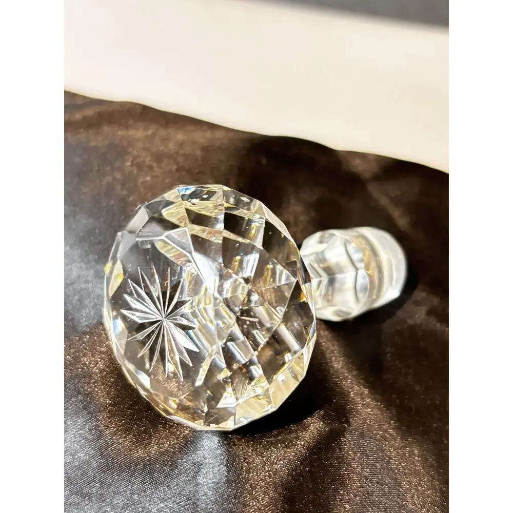 Vintage Cut Glass Decanter Stopper Starburst Faceted Round Replacement 3